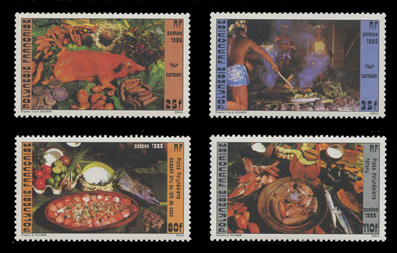 FRENCH POLYNESIA Scott # 422-23B 1985-6 Local Foods (Set of 4)