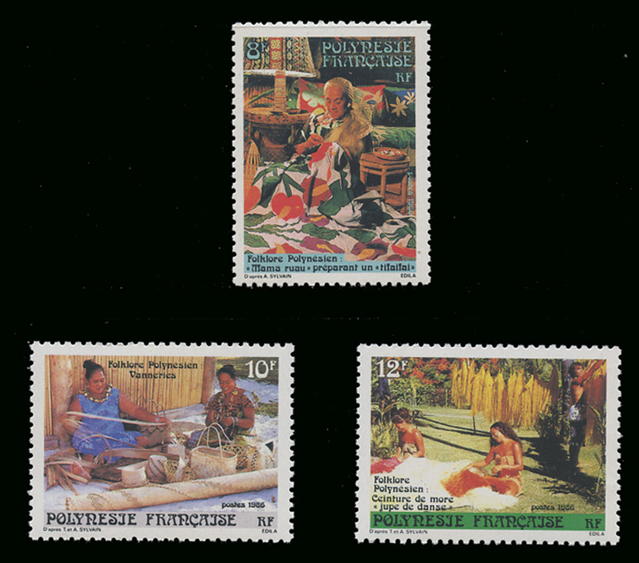 FRENCH POLYNESIA Scott # 444-6 1986 Traditional Crafts (Set of 3)
