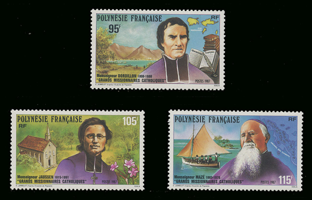 FRENCH POLYNESIA Scott # 471-3 1987 Catholic Missionaries (Set of 3)