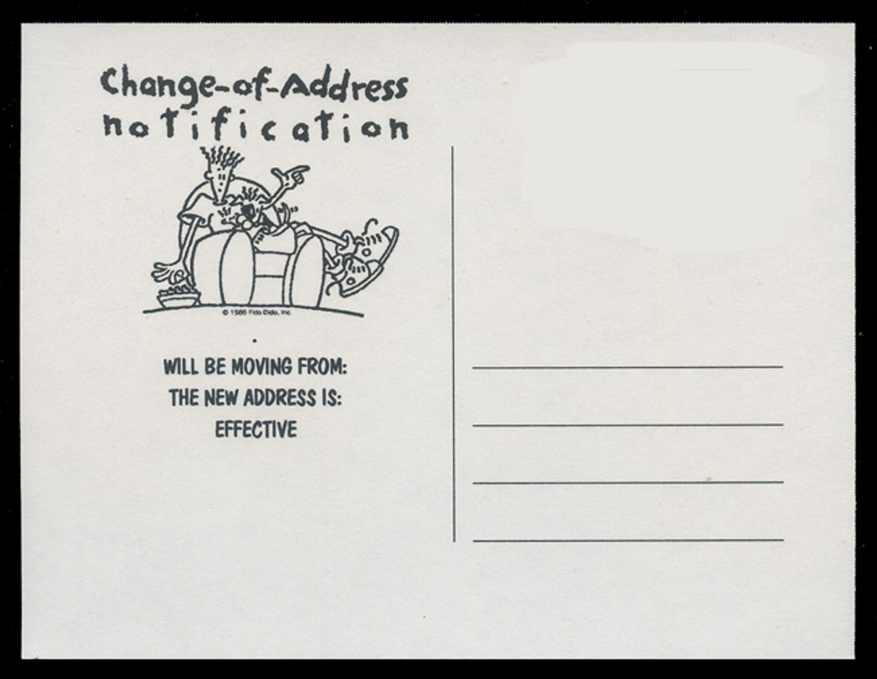 U.S. Scott # CVUX3-24, UPSS # PB3a1, Variety CAC106 - Change-of-Address - Man in Chair without Postage