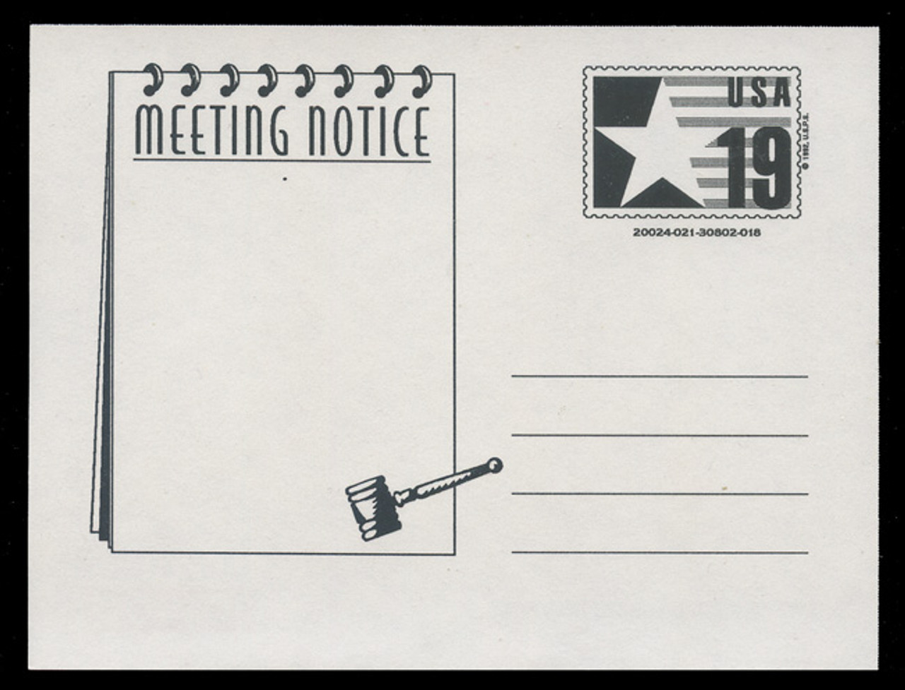 U.S. Scott # CVUX4-03, UPSS # PB3a2, Variety PMN001 - Meeting Notice