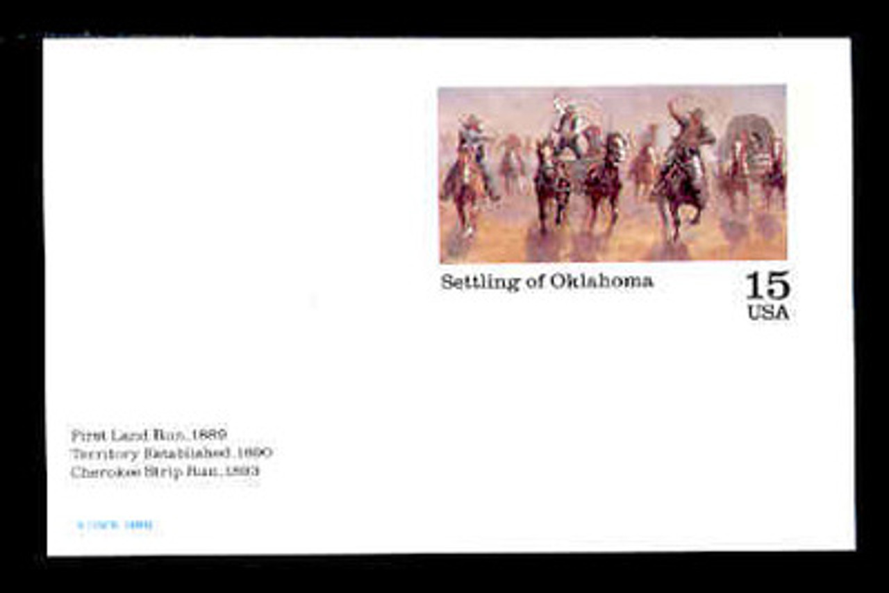 U.S. Scott # UX 130, 1989 15c Settling of Oklahoma - Mint Postal Card