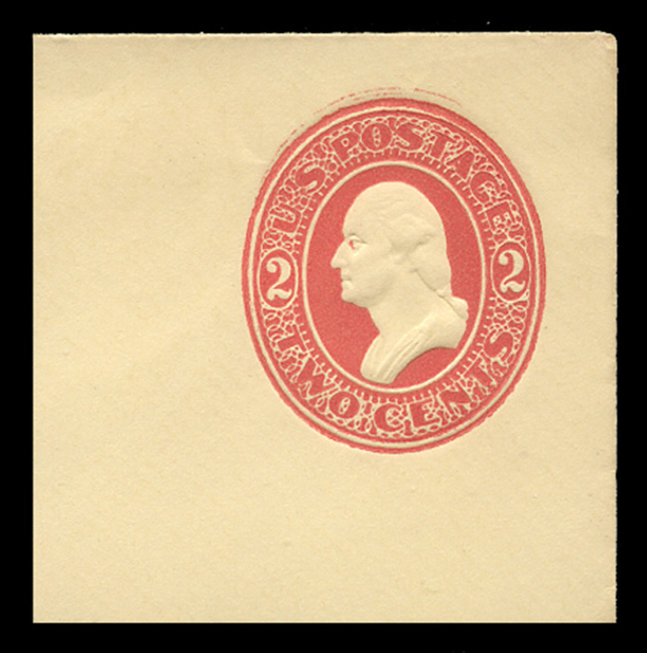 USA Scott # U 228, 1883 2c Washington, Scott Die U60, red on amber - Mint Full Corner