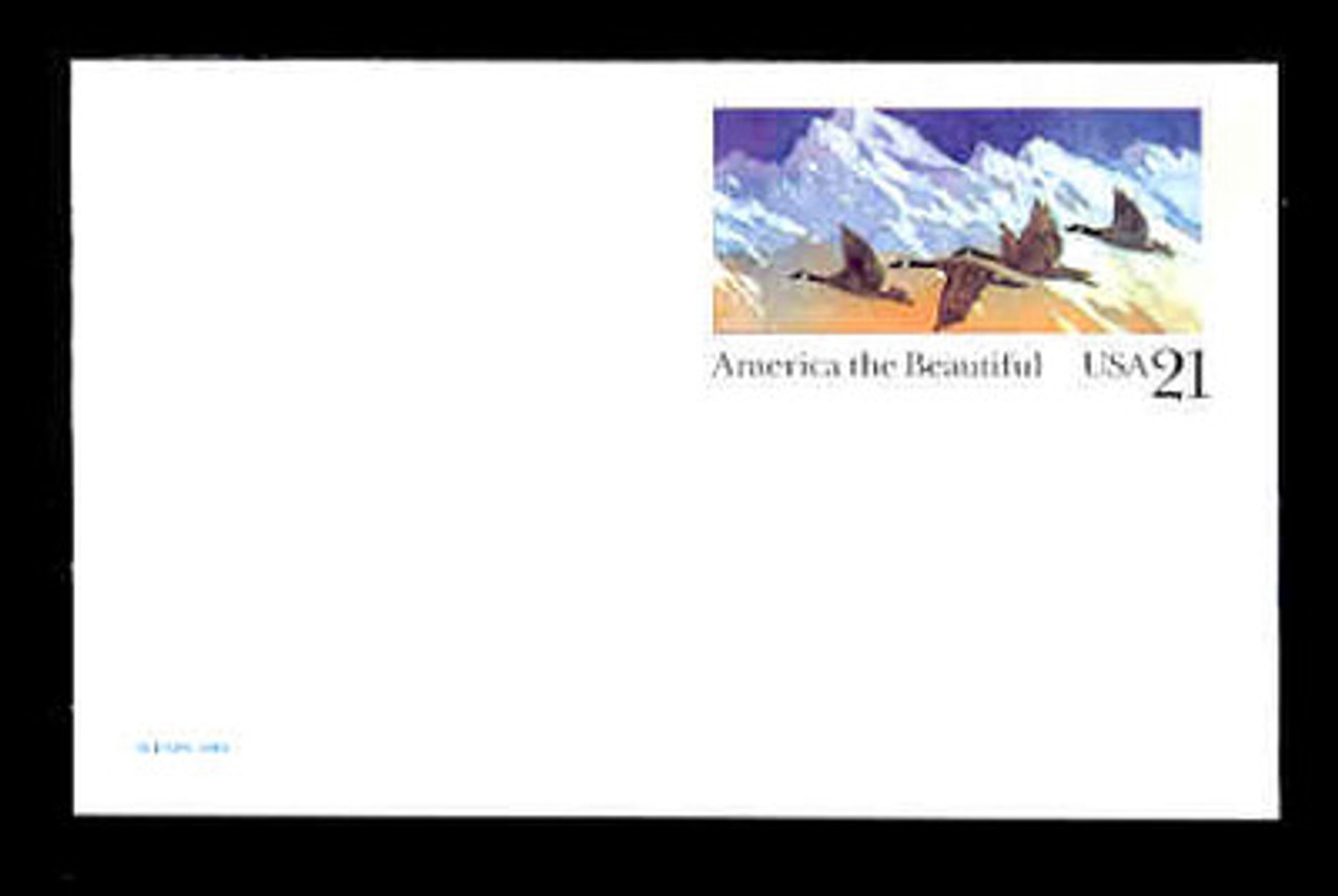 U.S. Scott # UX 131, 1989 21c America the Beautiful - Canada Geese & Mountains - Mint Postal Card