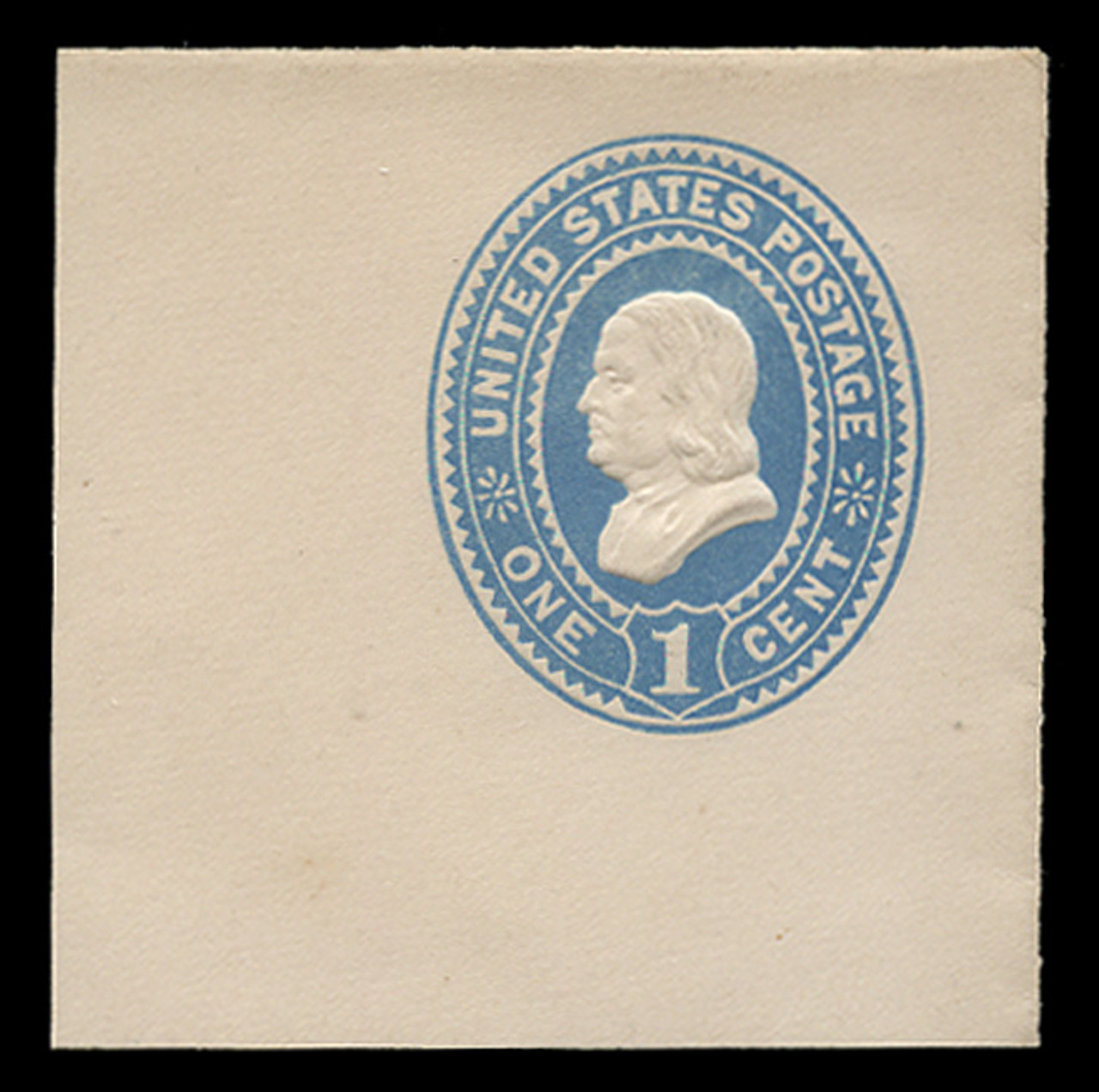 USA Scott # U 294SC, 1887-94 1c Franklin, "Scoop Die" (UPSS Die 85), blue on white - Mint Full Corner (See Warranty)