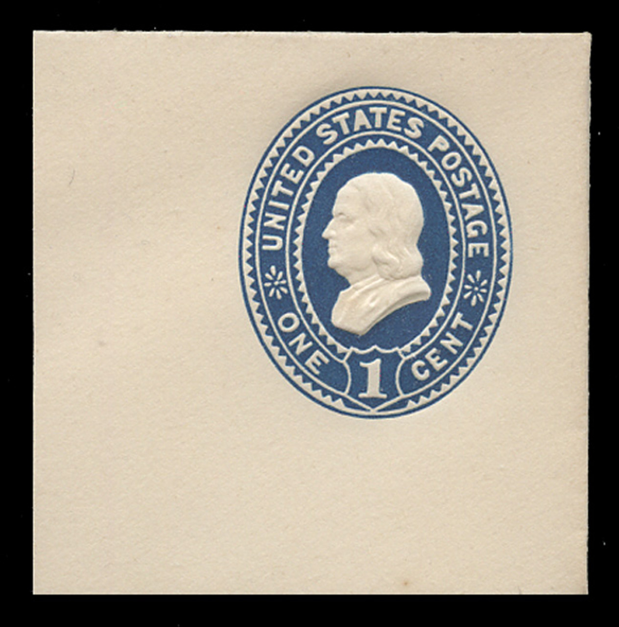 USA Scott # U 295, 1887-94 1c Franklin, Scott Die U69, dark blue on white - Mint Full Corner