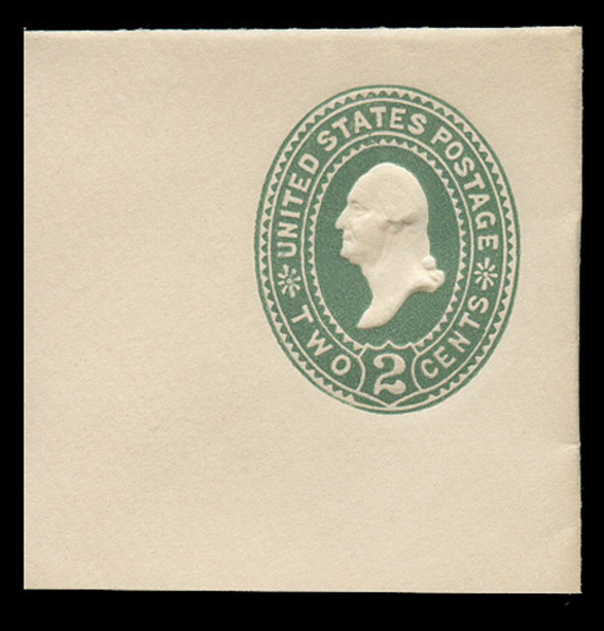 USA Scott # U 311, 1887-94 2c Washington, Scott Die U71, green on white - Mint Full Corner