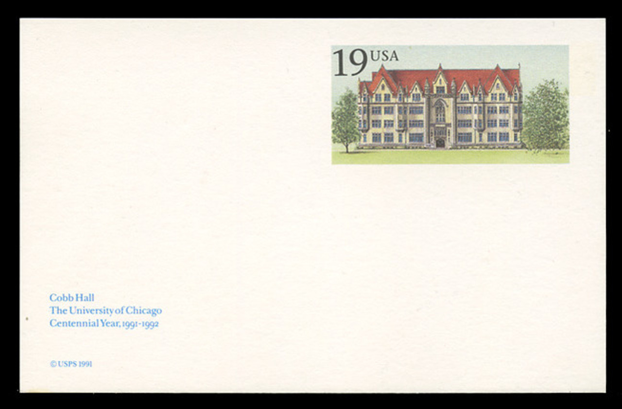 U.S. Scott # UX 161, 1992 19c Cobb Hall, University of Chicago - Mint Postal Card