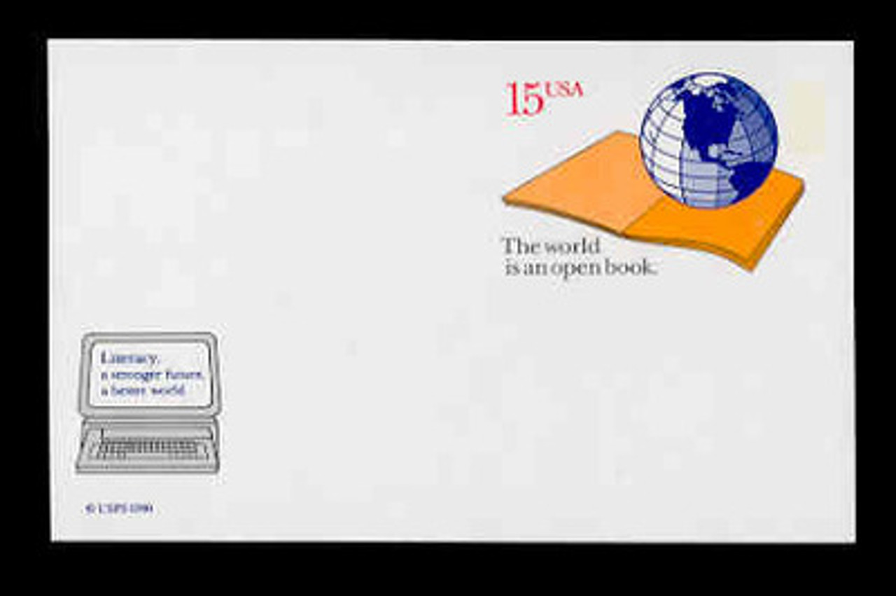 U.S. Scott # UX 146, 1990 15c World Literacy Year - Mint Postal Card, DULL PAPER