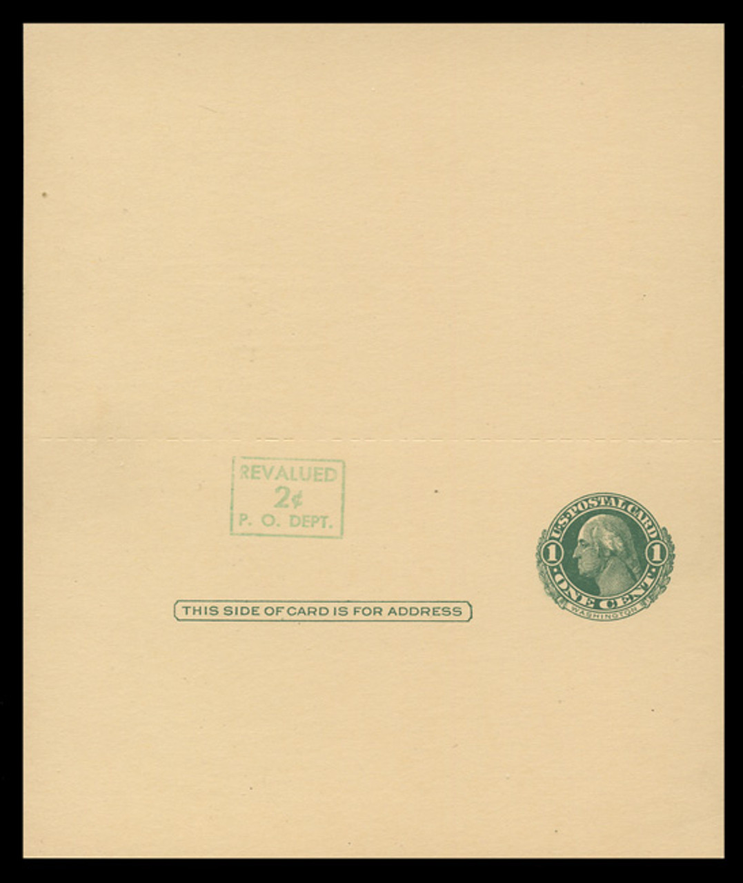 USA Scott # UY 14b/UPSS #MR23-3, 1952 2c on 1c Washington (Green) - Mint Message-Reply Card - UNFOLDED (See Warranty)