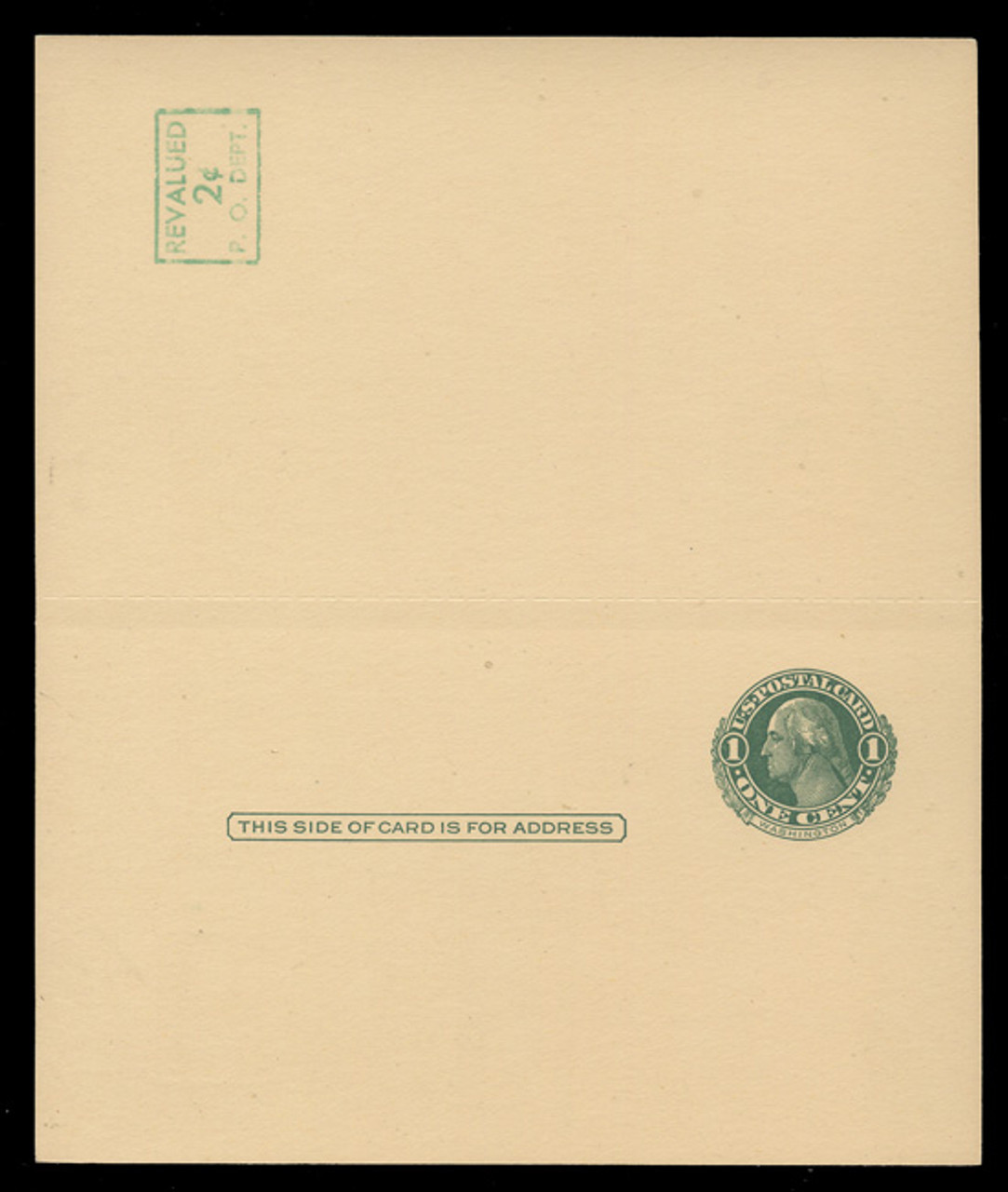 USA Scott # UY 14/UPSS #MR23-1X, 1952 2c on 1c Washington (Green) - Mint Message-Reply Card - UNFOLDED (See Warranty)