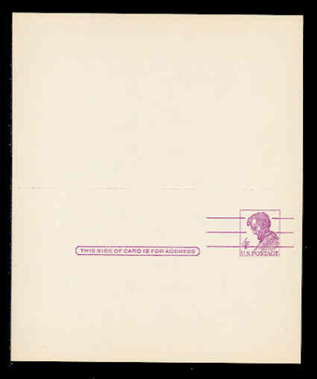 USA Scott # UY 18 FM, 1964 4c Abraham Lincoln, Precancelled - Mint Message-Reply Card, FLUORESCENT PAPER - UNFOLDED
