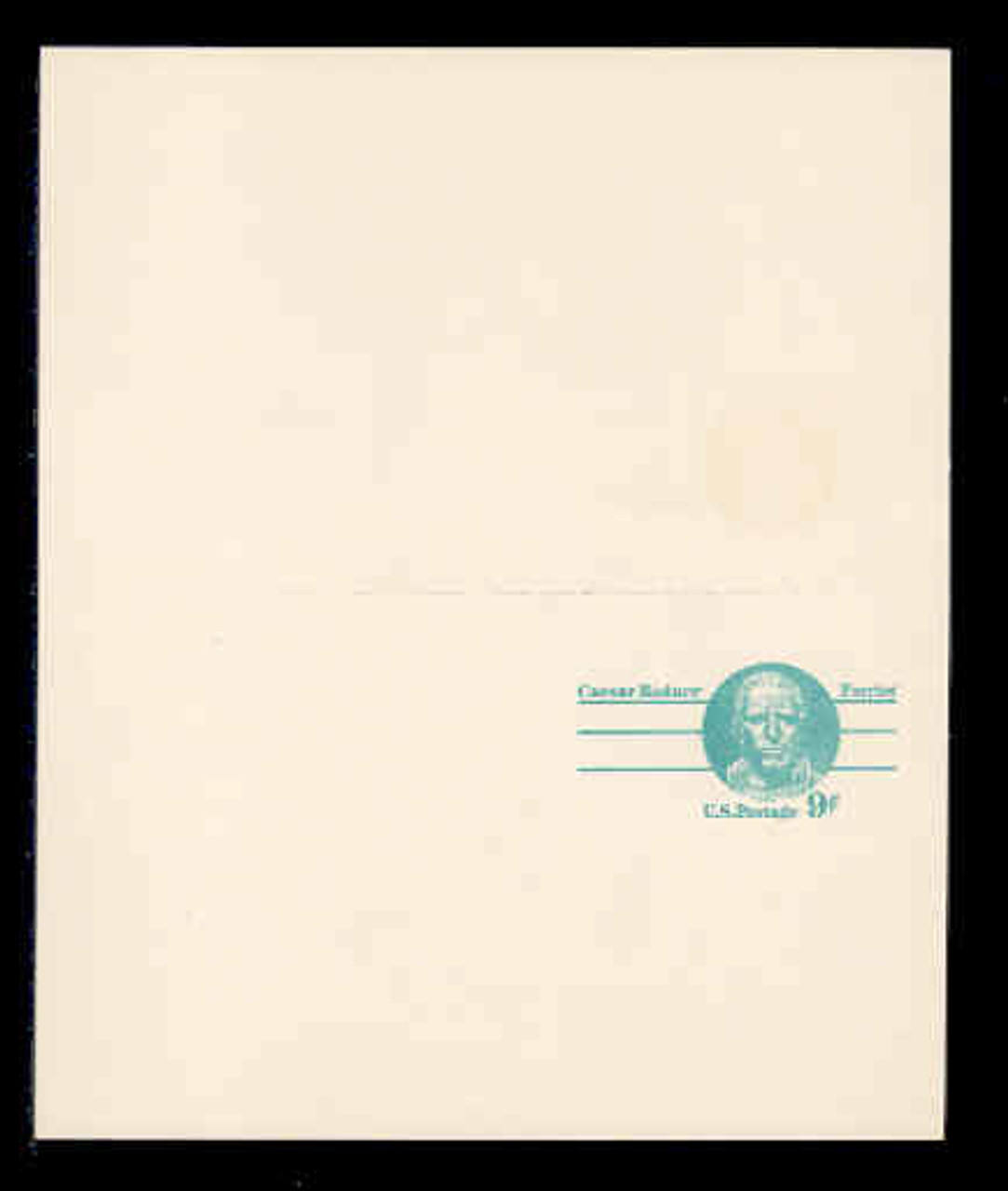 USA Scott # UY 27, 1976 9c Caesar Rodney - Patriot Series - Mint Message-Reply Card, SMOOTH, DULL PAPER - UNFOLDED