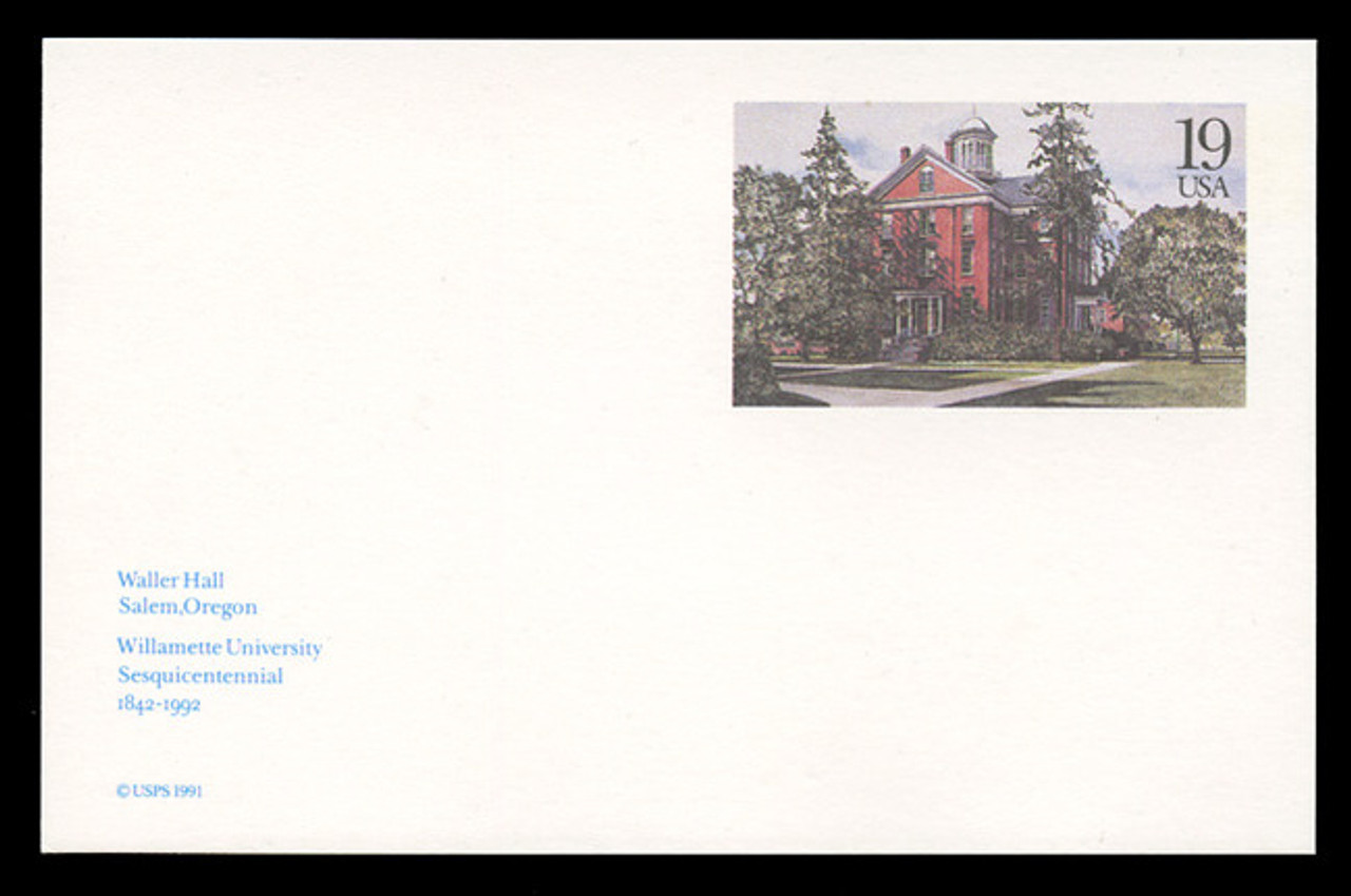 U.S. Scott # UX 162, 1992 19c Waller Hall, Willamette University - Mint Postal Card