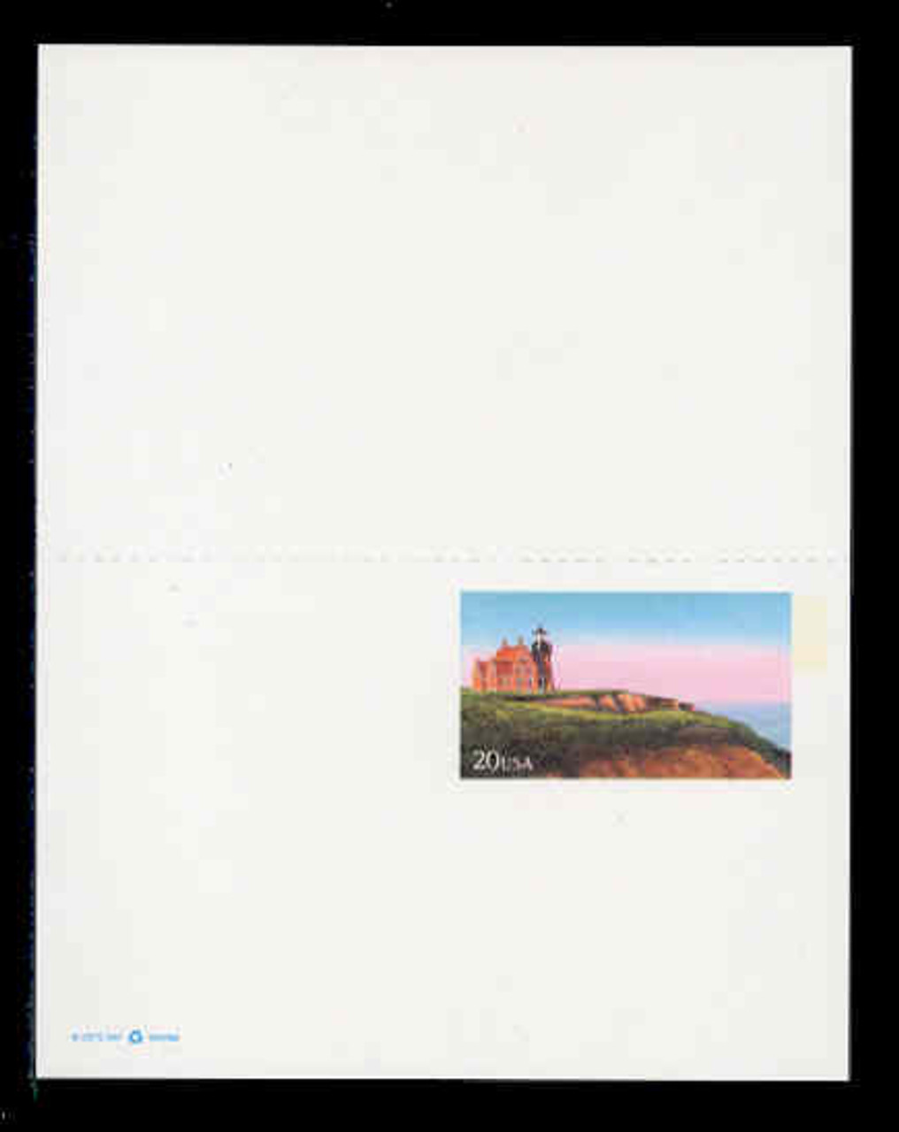 USA Scott # UY 42, 1999 20c Block Island Lighthouse - Mint Message-Reply Card - UNFOLDED