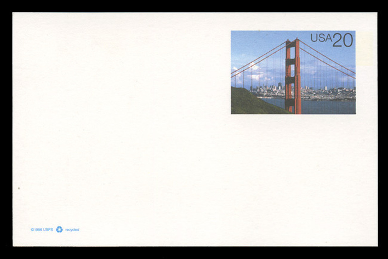 U.S. Scott # UX 282, 1997 20c Golden Gate Bridge in Daylight - Mint Postal Card