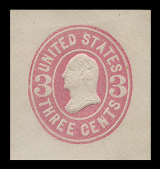 USA Scott # U  58, 1864-5 3c Washington, Scott Die U21, pink on white - Mint Cut Square