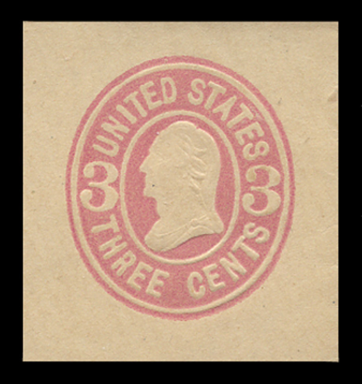 USA Scott # U  59, 1864-5 3c Washington, Scott Die U21, pink on buff - Mint Cut Square