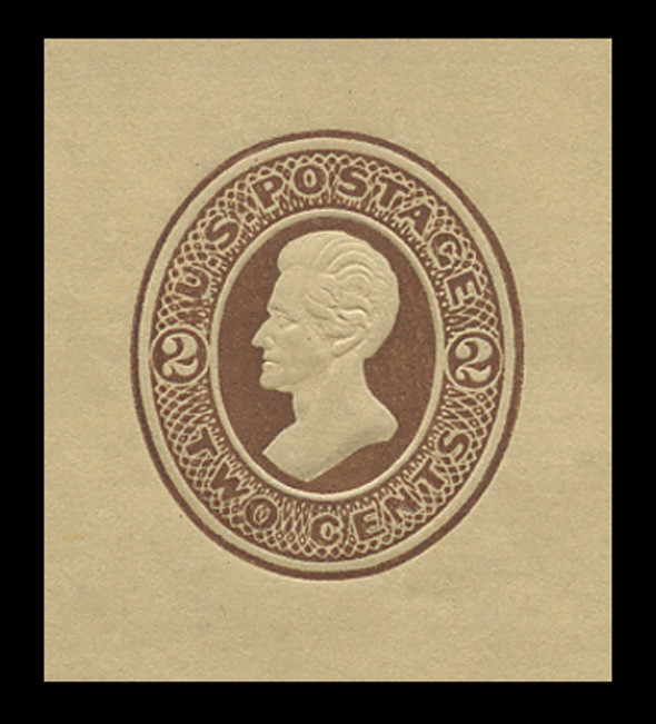 USA Scott # U  81, 1870-1 2c Jackson, Scott Die U24 brown on manila - Mint Cut Square