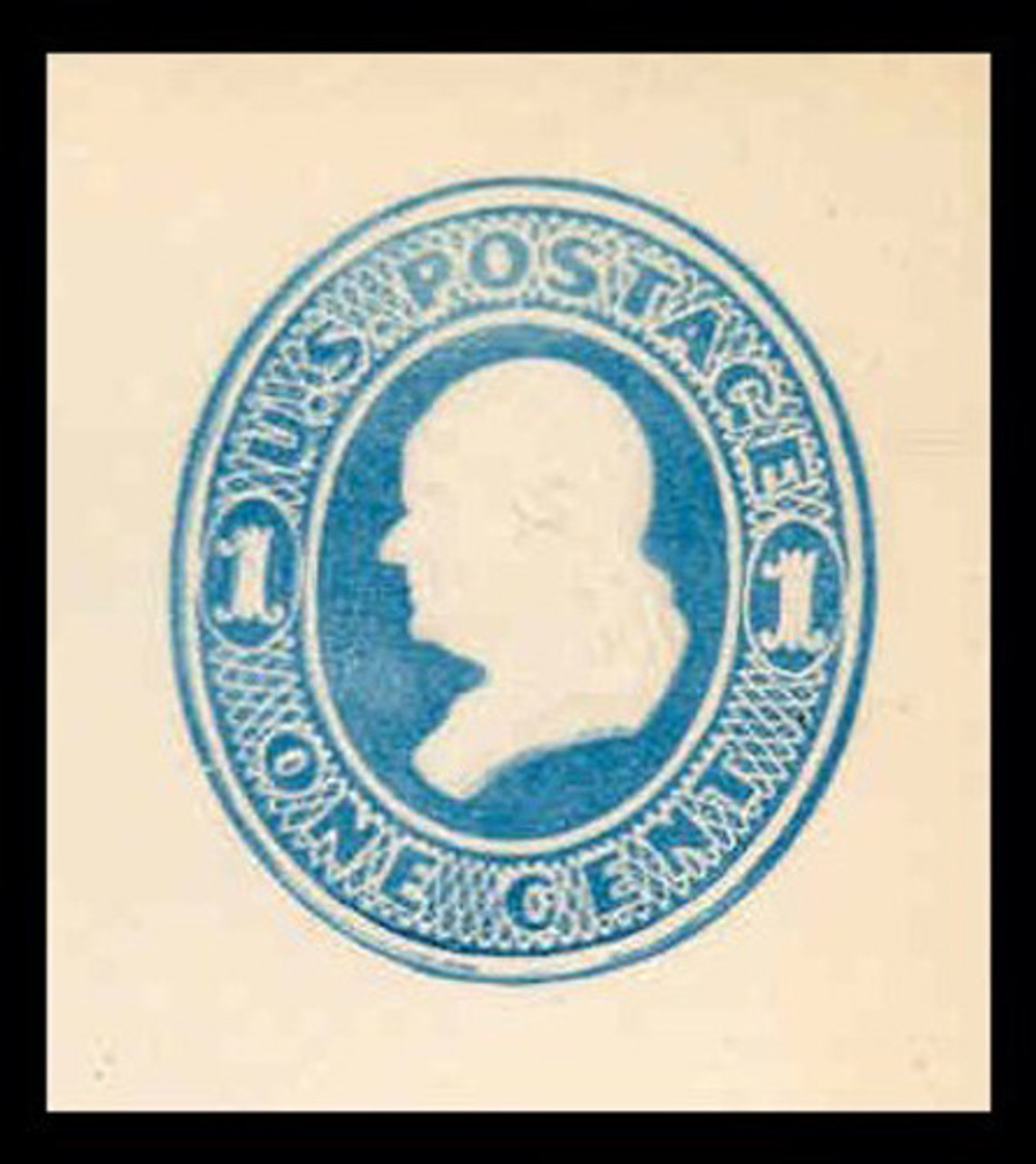 USA Scott # U 113, 1874-86 1c Franklin, Scott Die U35, light blue on white - Mint Cut Square