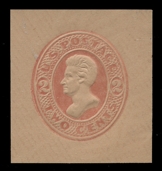USA Scott # U 152, 1874-86 2c Jackson, Scott Die U41, vermilion on fawn - Mint Cut Square