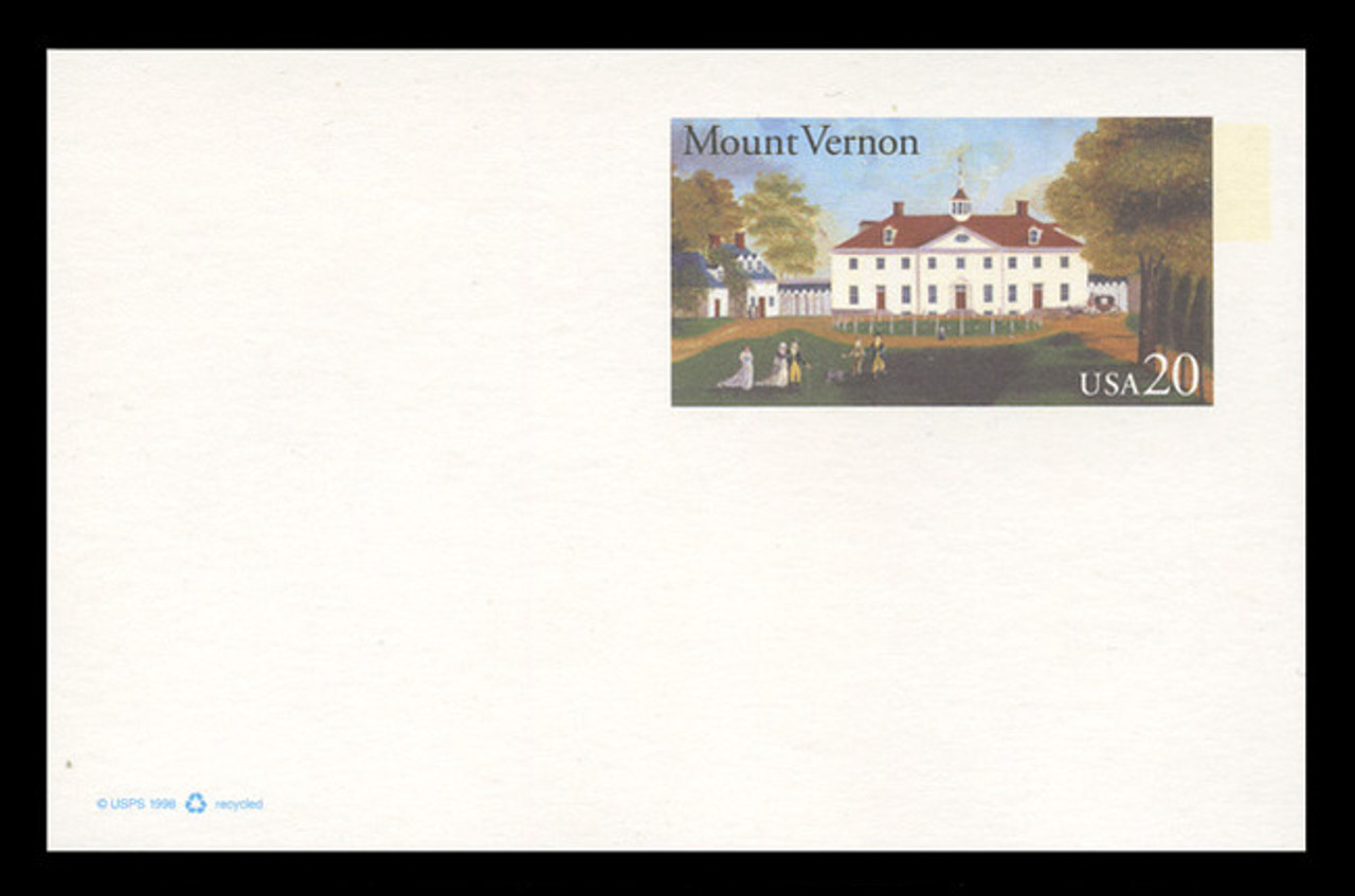 U.S. Scott # UX 305, 1999 20c Mount Vernon - Mint Postal Card