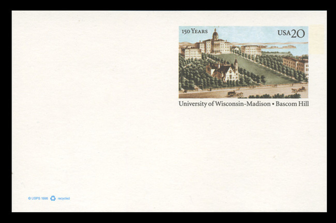 U.S. Scott # UX 301, 1999 20c Bascom Hill, University of Wisconsin - Mint Postal Card