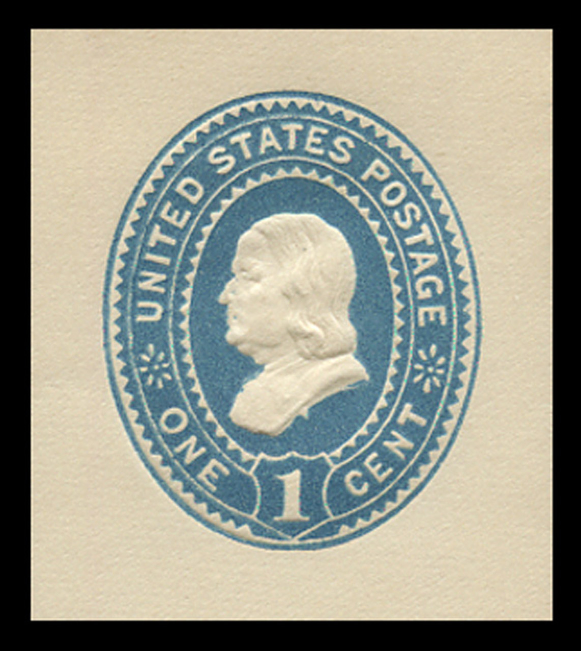 USA Scott # U 294SP, 1887-94 1c Franklin, "Spur Die" (UPSS Die 84), blue on white - Mint Cut Square (See Warranty)