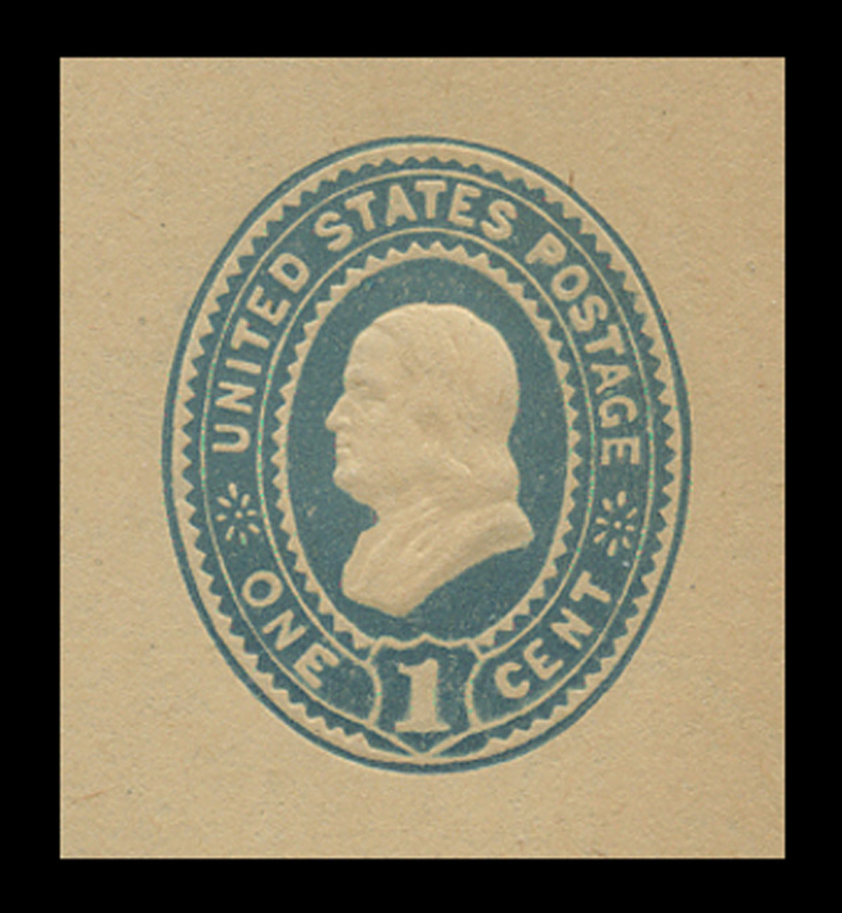 USA Scott # U 301, 1887-94 1c Franklin, Scott Die U69, blue on manila - Mint Cut Square