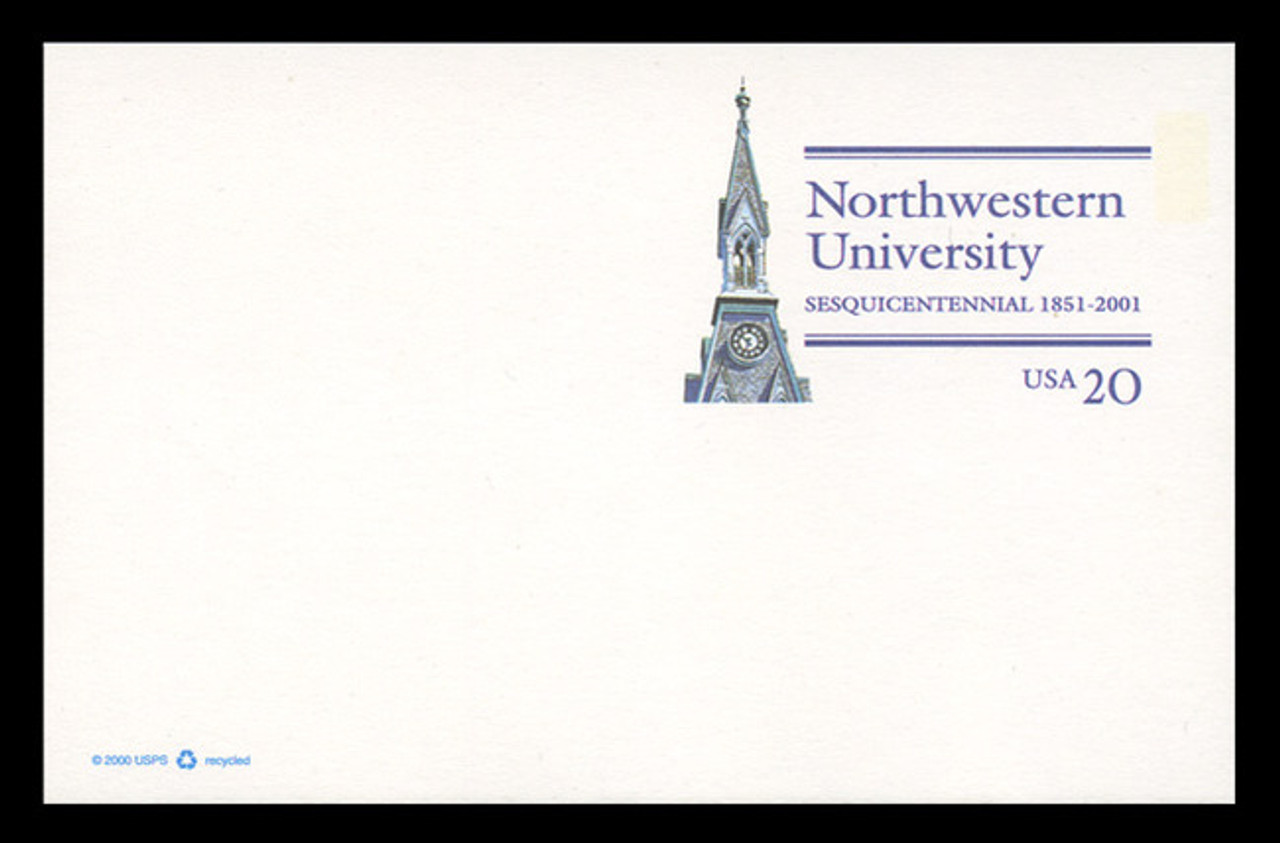 U.S. Scott # UX 363, 2001 20c Northwestern University Sesquicentennial - Mint Postal Card