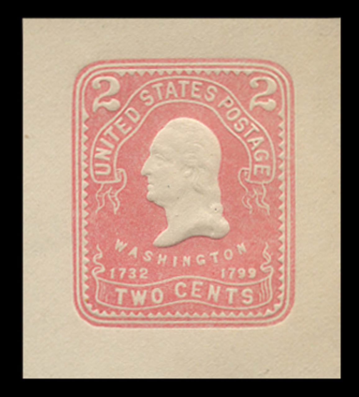 USA Scott # U 385a, 1903 2c Washington, Scott Die U86, pink on white - Mint Cut Square (See Warranty)