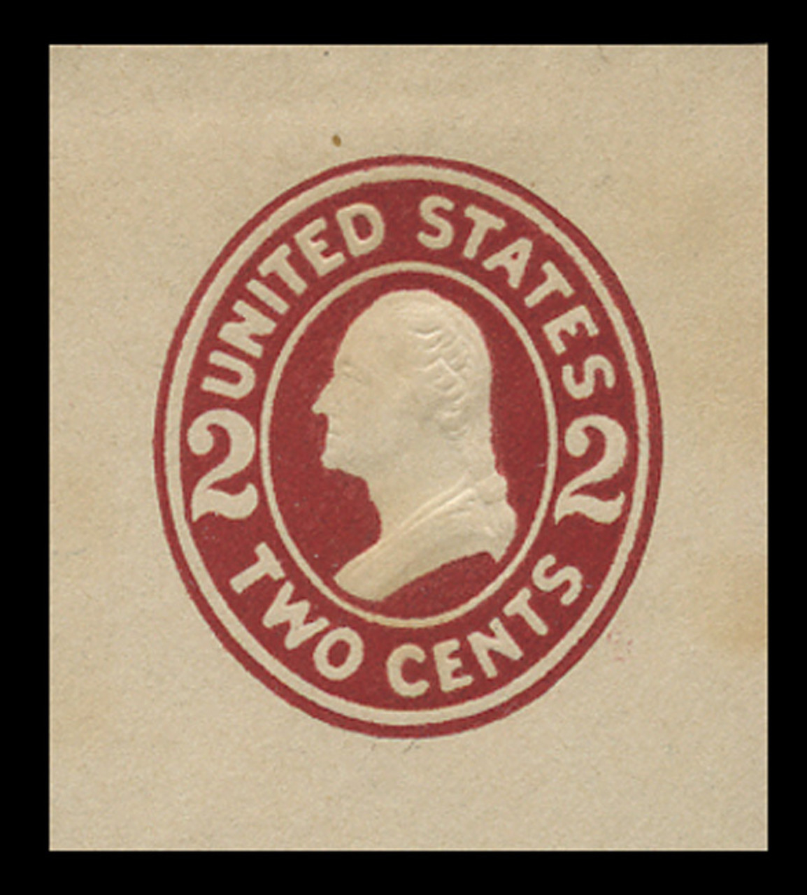 USA Scott # U 406, 1907-16 2c Washington, Scott Die U91, brown red on white, Die 1 - Mint Cut Square