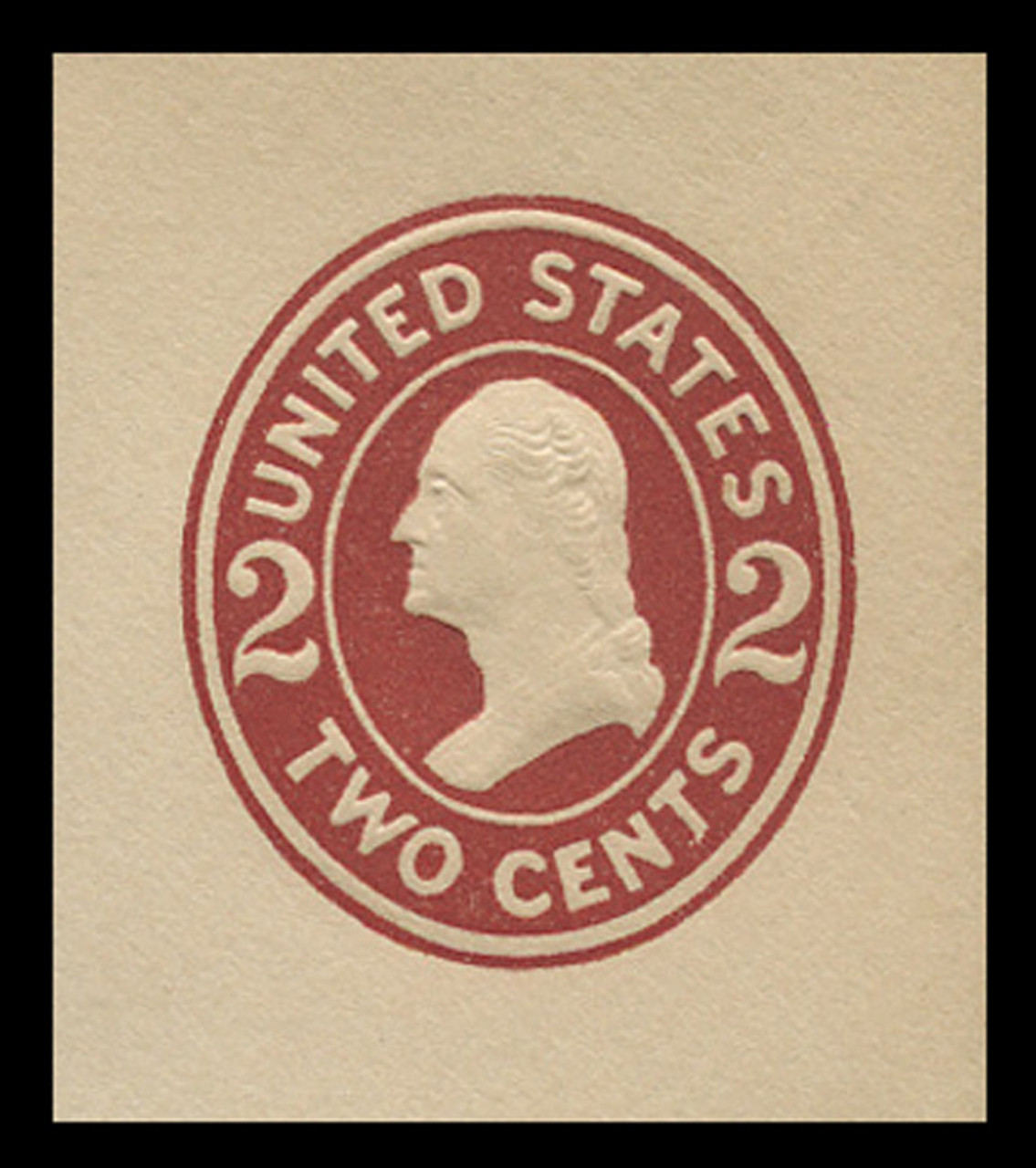 USA Scott # U 406a, 1907-16 2c Washington, Scott Die U91, brown red on white, Die 2 - Mint Cut Square