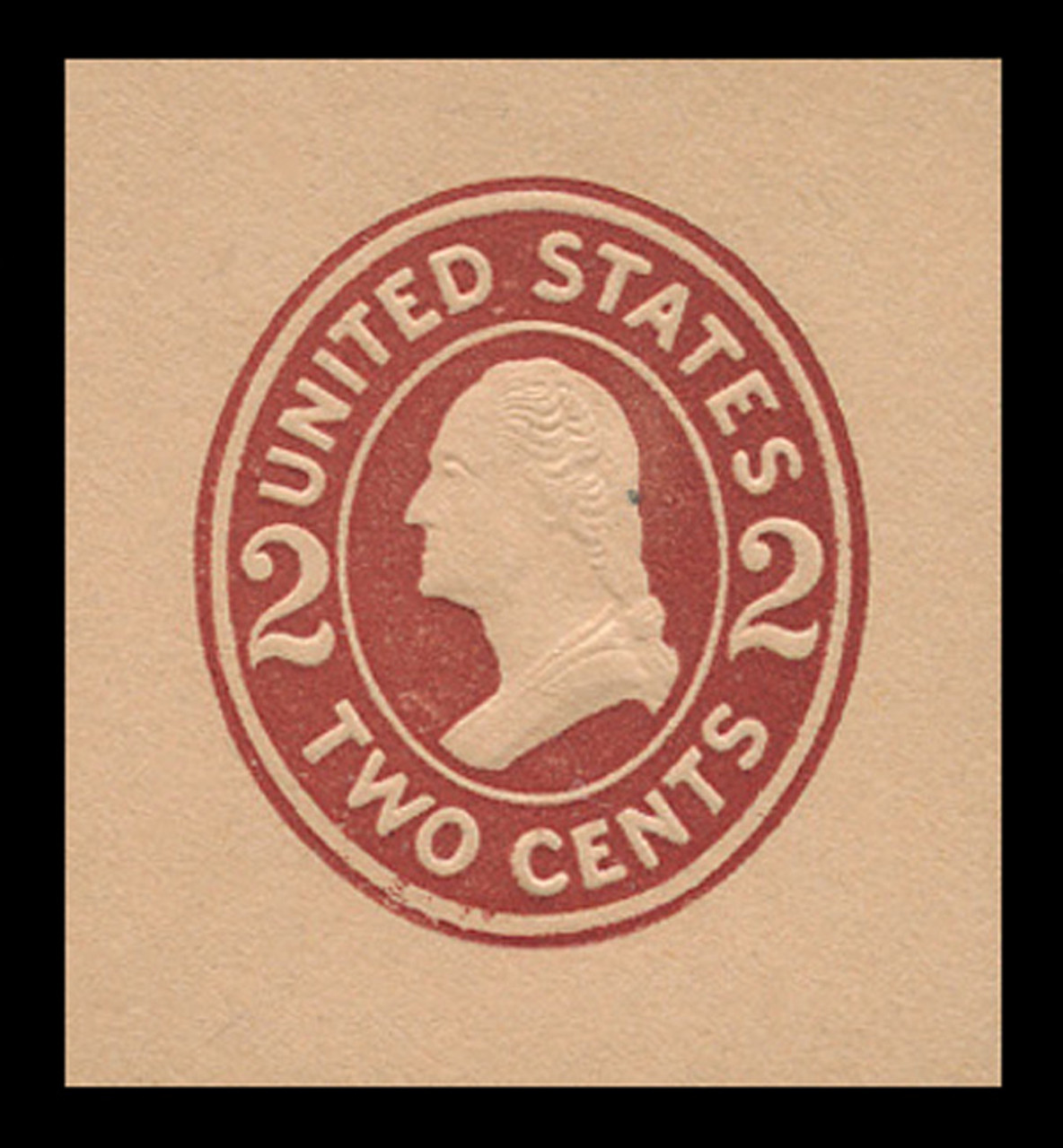 USA Scott # U 408a, 1907-16 2c Washington, Scott Die U91, brown red on oriental buff, Die 2 - Mint Cut Square