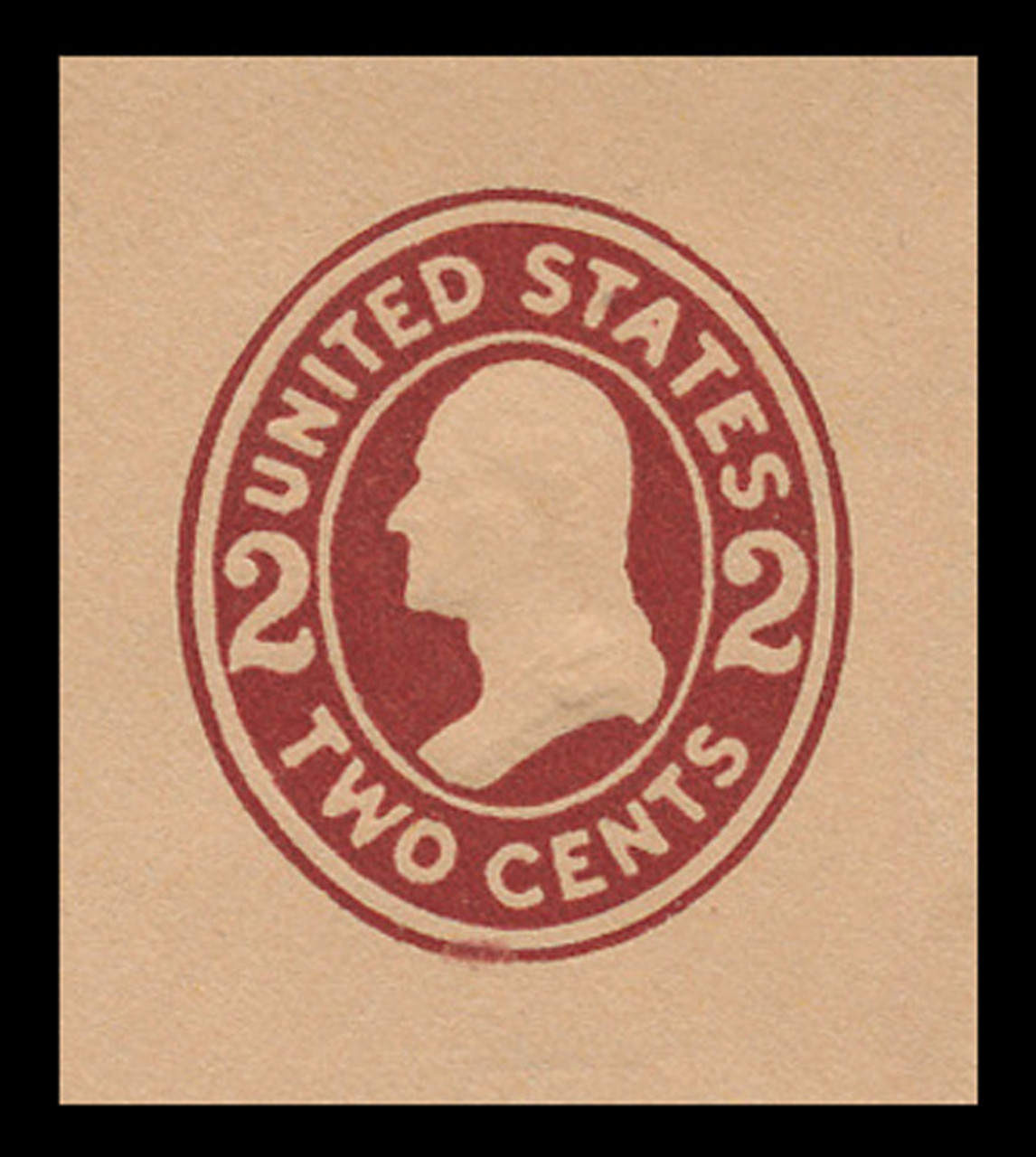 USA Scott # U 408b, 1907-16 2c Washington, Scott Die U90, brown red on oriental buff, Die 3 - Mint Cut Square