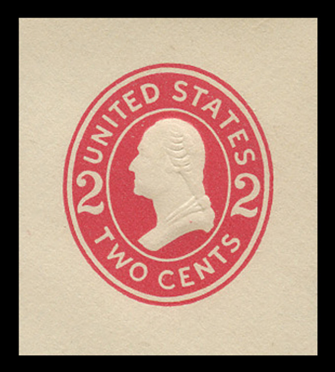 USA Scott # U 411c, 1907-16 2c Washington, Scott Die U91, carmine on white, Die 4 - Mint Cut Square