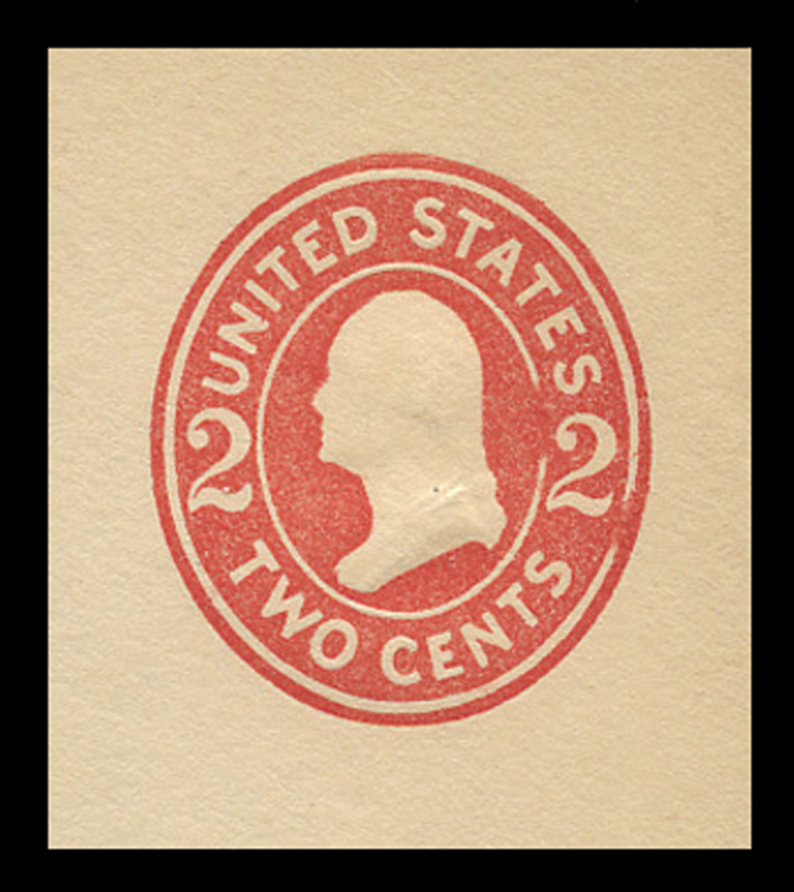 USA Scott # U 411f, 1907-16 2c Washington, Scott Die U91, carmine on white, Die 7 - Mint Cut Square