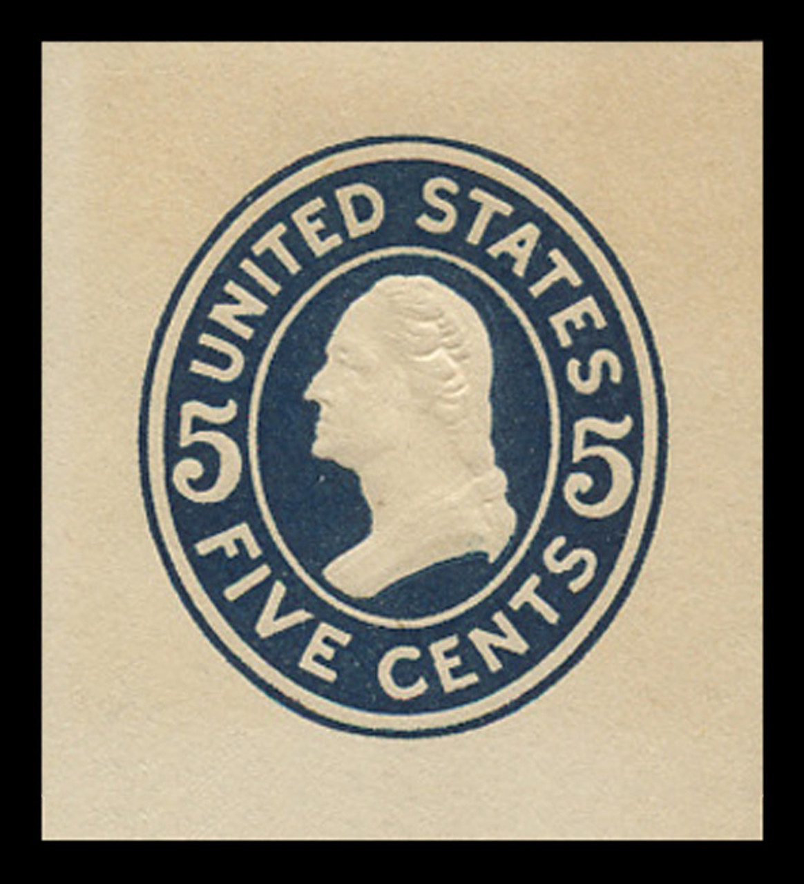USA Scott # U 418a, 1907-16 5c Washington, Scott Die U91, black on white, Die 1 (F tall) - Mint Cut Square