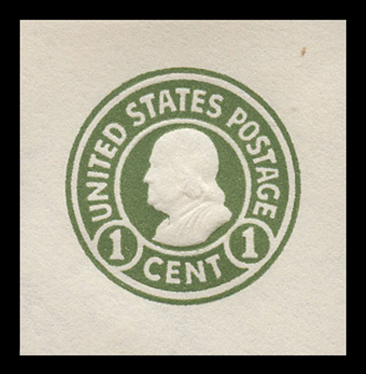 USA Scott # U 420, 1915-32 1c Franklin, Scott Die U92, green on white, Die 1 - Mint Cut Square