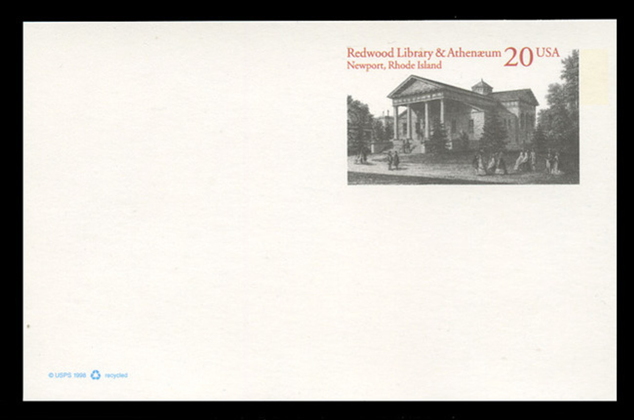 U.S. Scott # UX 303, 1999 20c Redwood Library & Athenaeum, Newport R.I. - Mint Postal Card