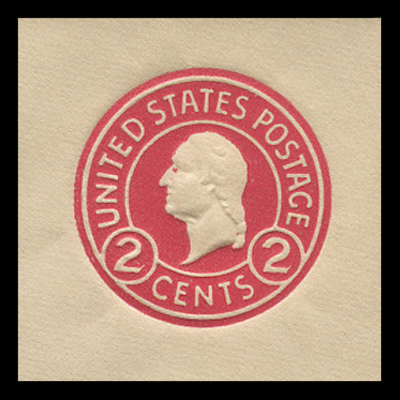 USA Scott # U 429f, 1915-32 2c Washington, Scott Die U93, carmine on white, Die 7 - Mint Cut Square