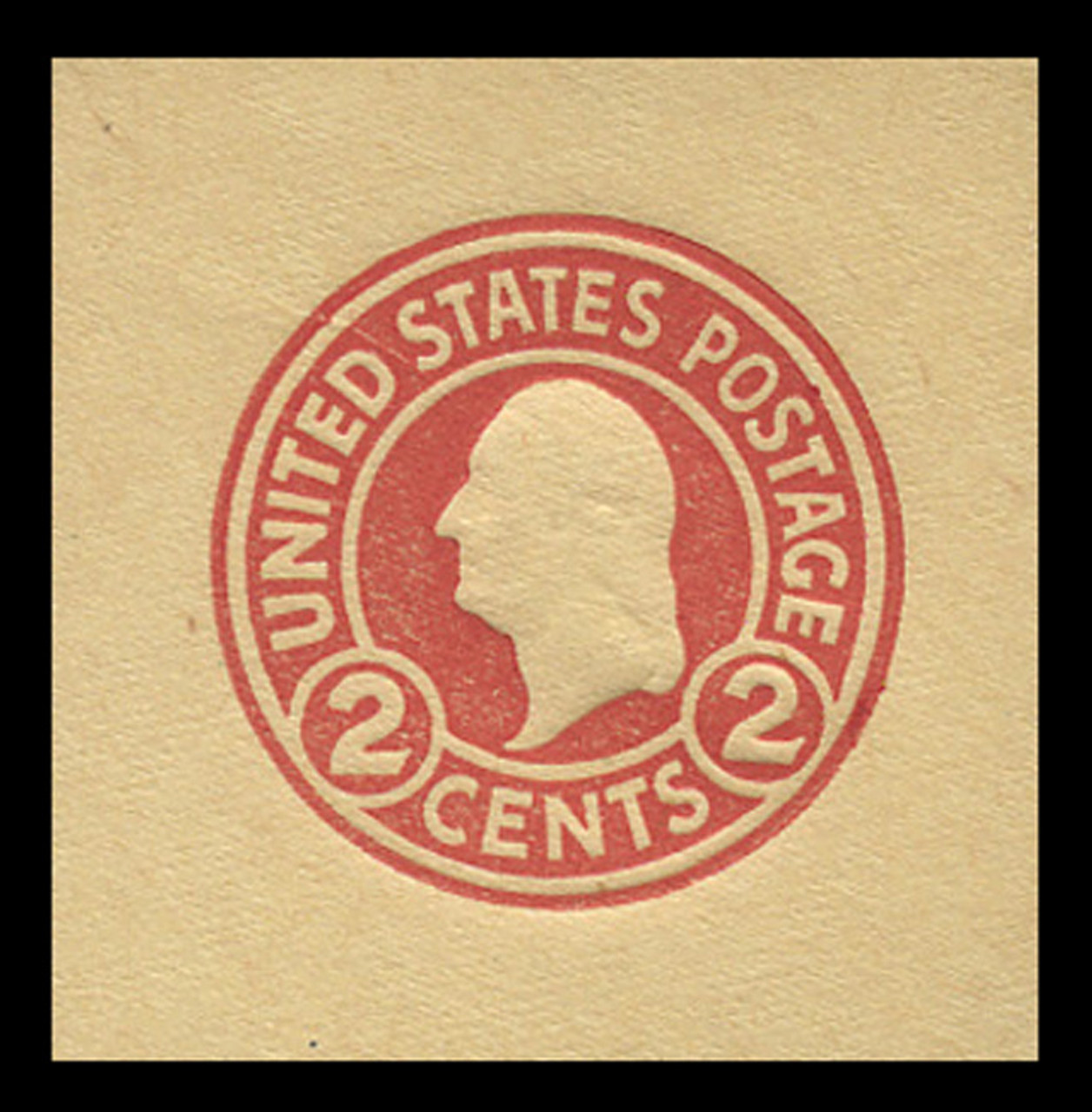 USA Scott # U 430b, 1915-32 2c Washington, Scott Die U93, carmine on amber, Die 4 - Mint Cut Square