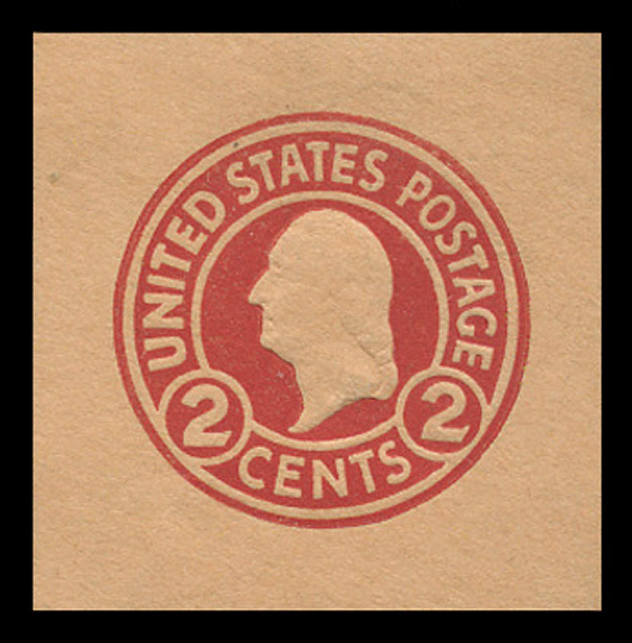 USA Scott # U 431b, 1915-32 2c Washington, Scott Die U93, carmine on oriental buff, Die 4 - Mint Cut Square