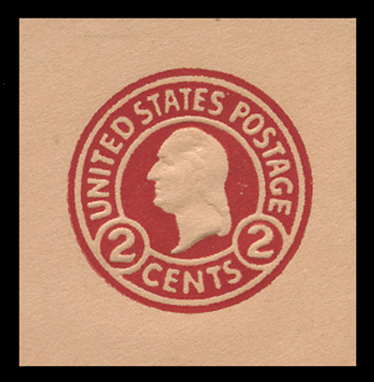 USA Scott # U 431c, 1915-32 2c Washington, Scott Die U93, carmine on oriental buff, Die 5 - Mint Cut Square