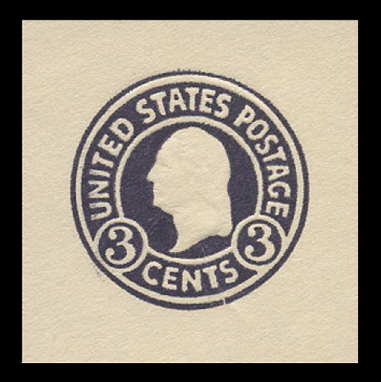 USA Scott # U 436a, 1915-32 3c Washington, Scott Die U93, dark violet on white, Die 1 - Mint Cut Square