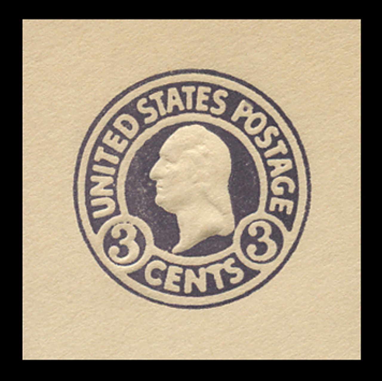 USA Scott # U 436b, 1915-32 3c Washington, Scott Die U93, dark violet on white, Die 5 - Mint Cut Square