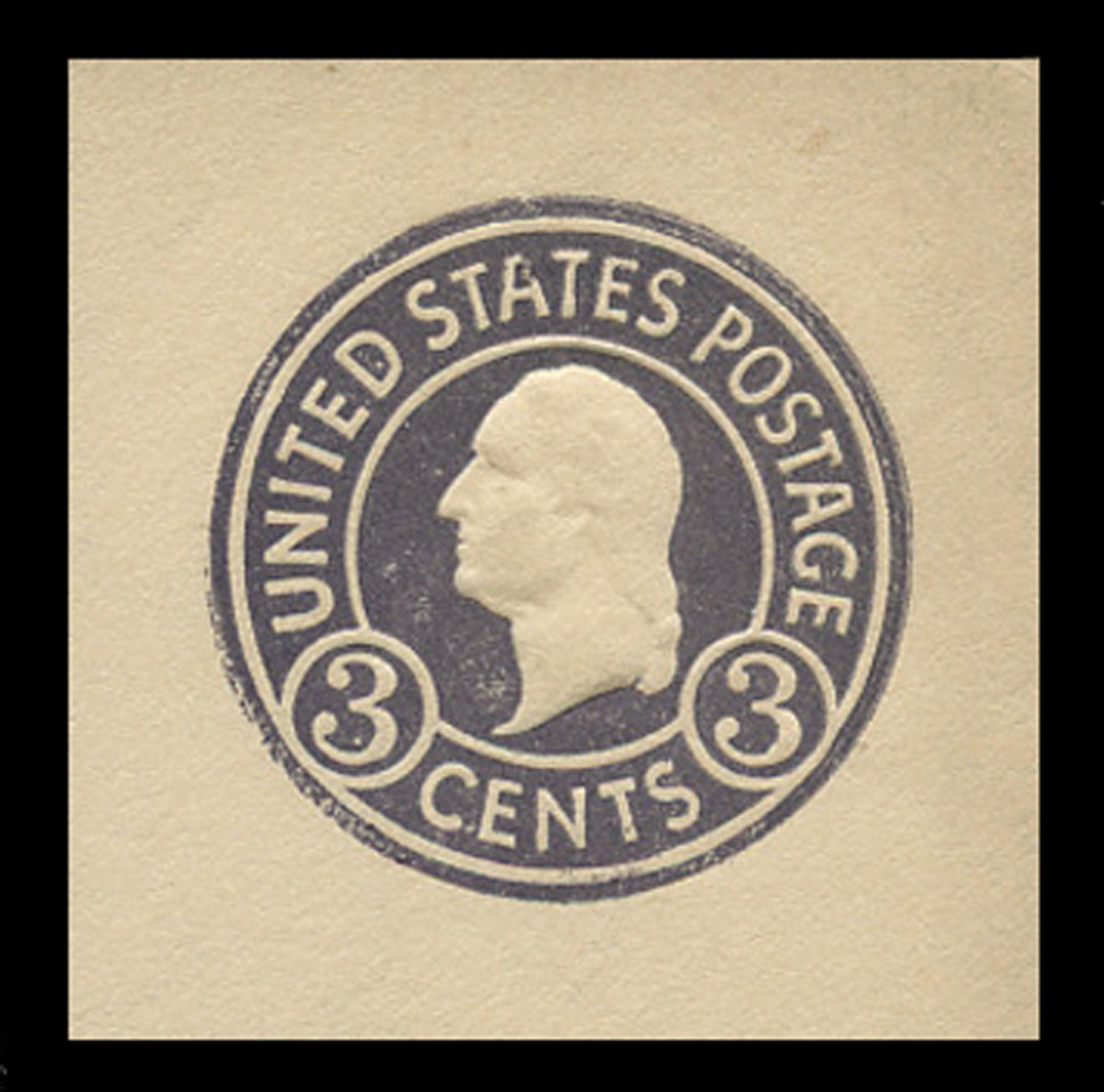 USA Scott # U 436d, 1915-32 3c Washington, Scott Die U93, dark violet on white, Die 7 - Mint Cut Square