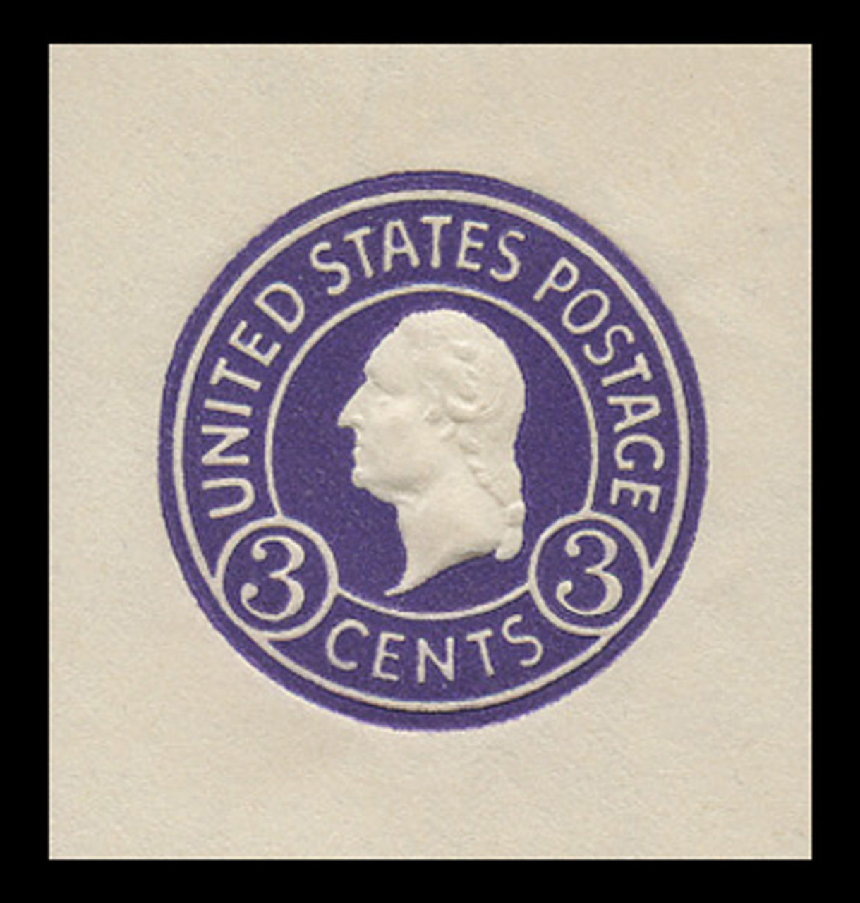 USA Scott # U 436e, 1915-32 3c Washington, Scott Die U93, purple on white, Die 7 - Mint Cut Square