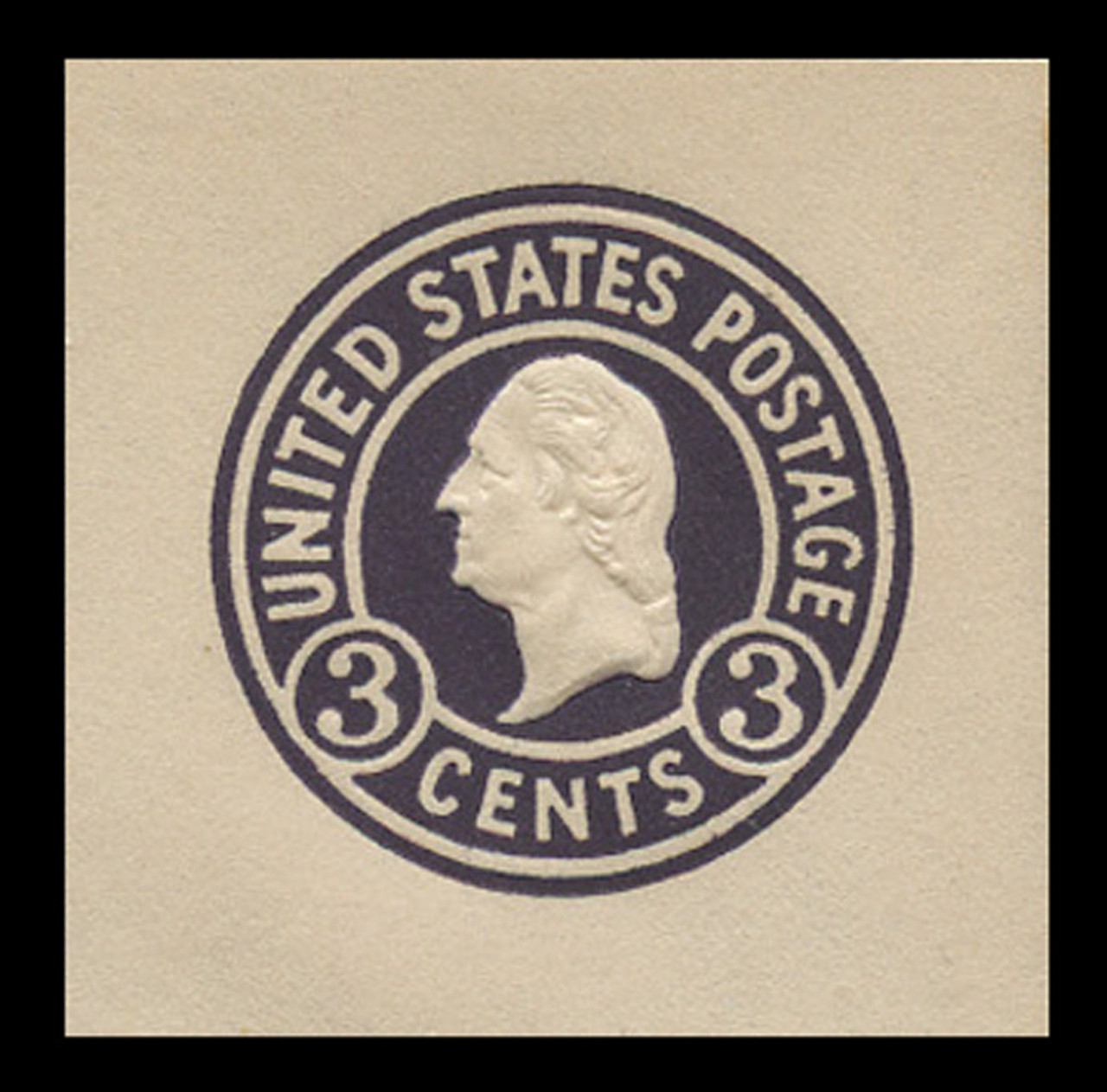 USA Scott # U 436f, 1915-32 3c Washington, Scott Die U93, purple on white, Die 9 - Mint Cut Square
