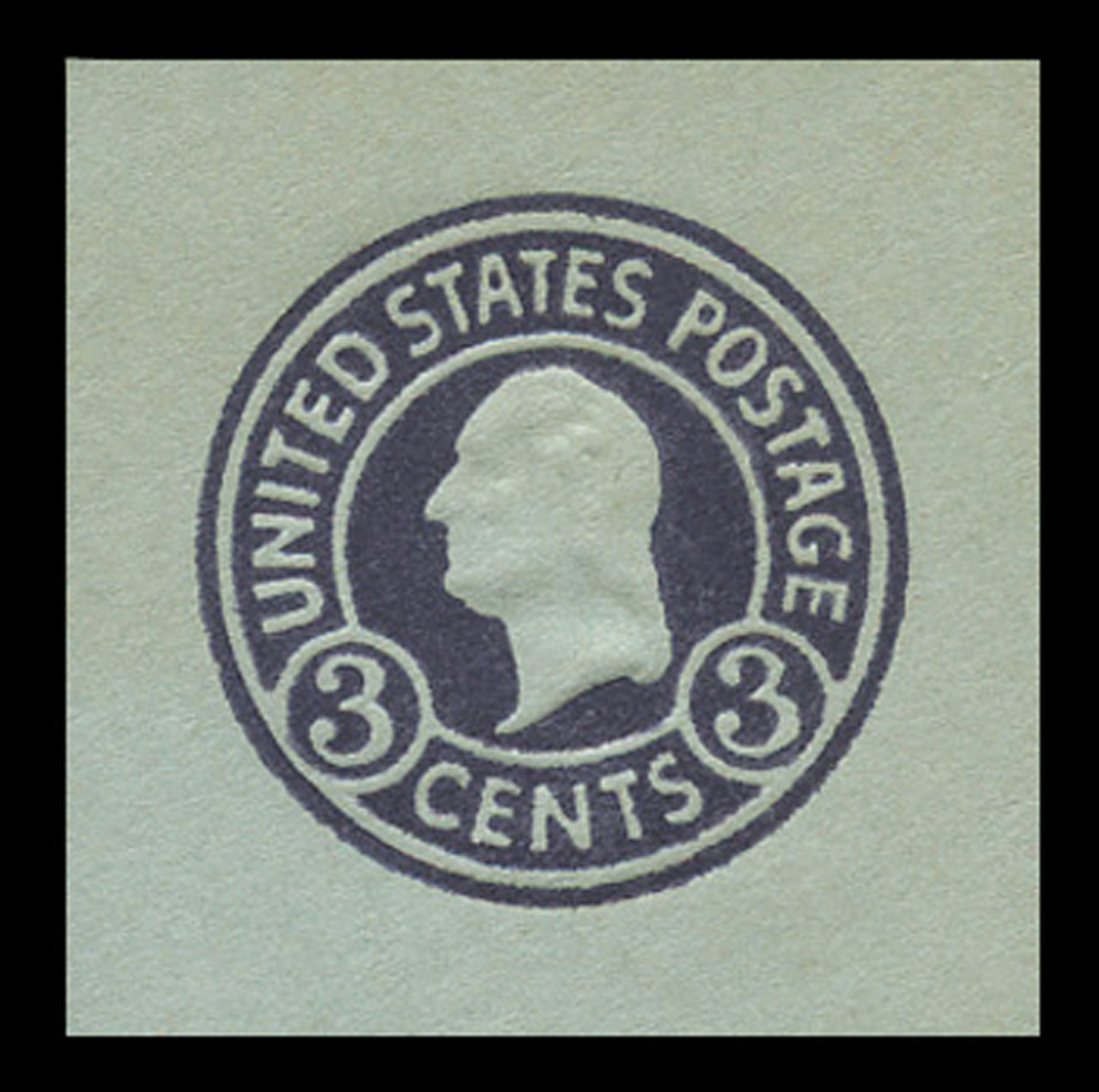 USA Scott # U 439b, 1915-32 3c Washington, Scott Die U93, dark violet on blue, Die 5 - Mint Cut Square